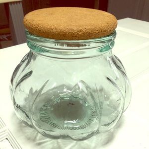 Vintage green glass Italian pasta/ cookie jar